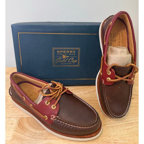 NEW Sperry Top Sider Gold Cup Collection Brown Red Size 8.5 M  JL - Picture 1 of 11